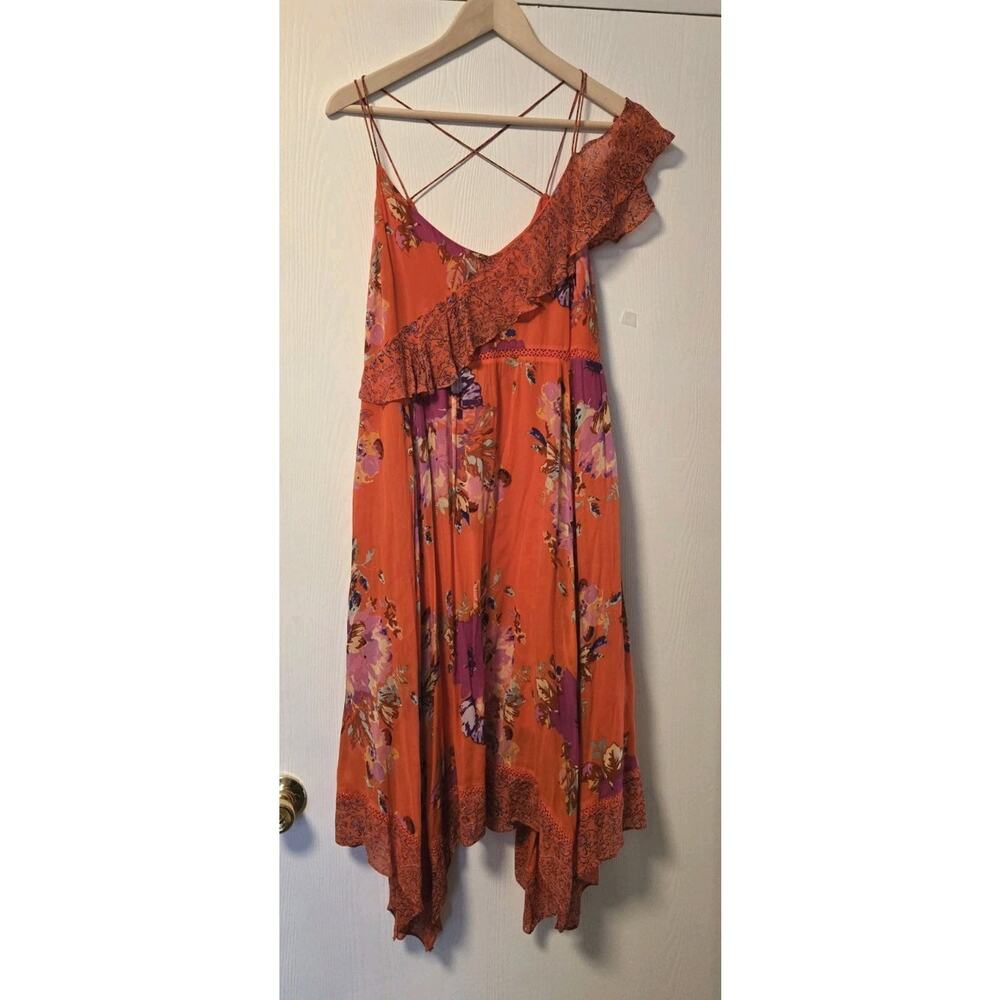 Maeve Anthropologie Grecia dress Size 12 Red Floral Ruffle Summer Boho